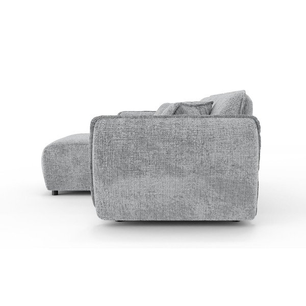 Svijetlo siva kutna garnitura od šenila (s lijevim kutom/s ležaljkom) Nelia – Ropez-image-3