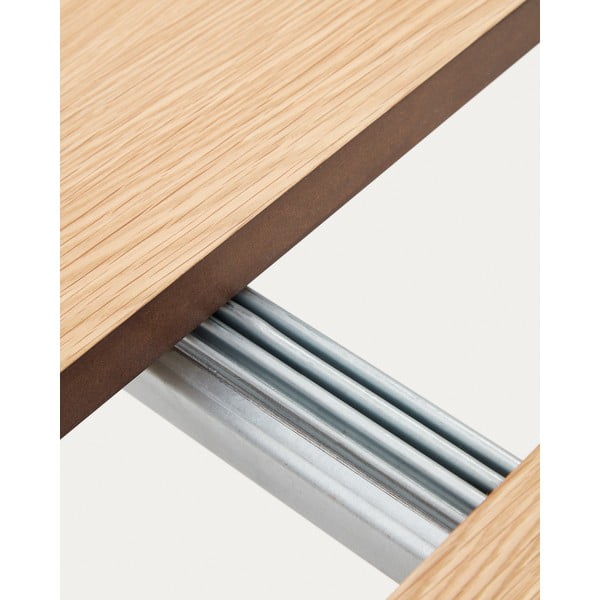 Okrugli proširiv blagovaonski stol s pločom stola u dekoru hrasta u prirodnoj boji ø 90 cm Montuiri – Kave Home-image-4