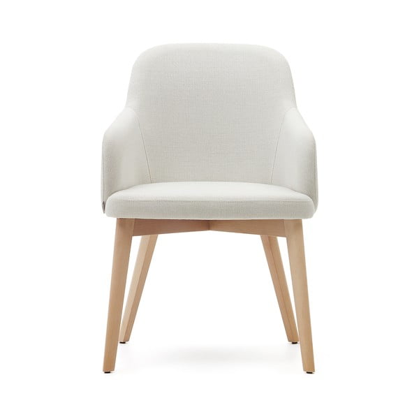 Krem podstavljena blagovaonska stolica s naslonima za ruke Nelida – Kave Home-image-2