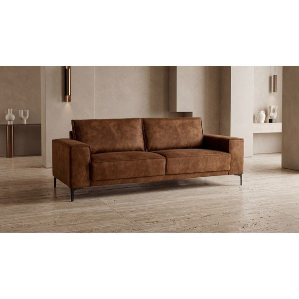 Konjak smeđa sofa od imitacije kože 224 cm Copenhagen – Scandic-image-4