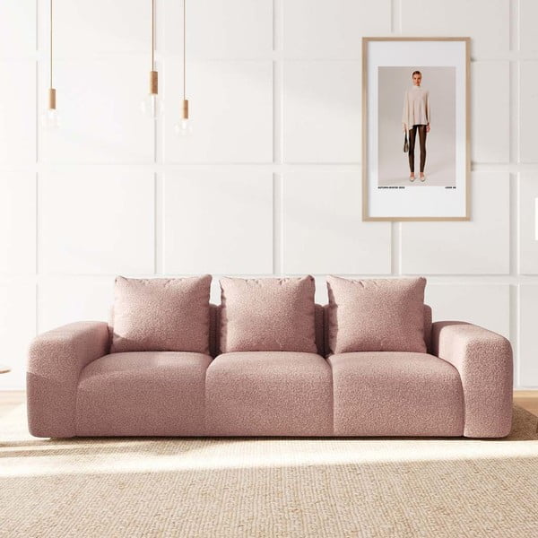Ružičasta sofa od bouclé tkanine 287 cm Monce – Rodier-image-1