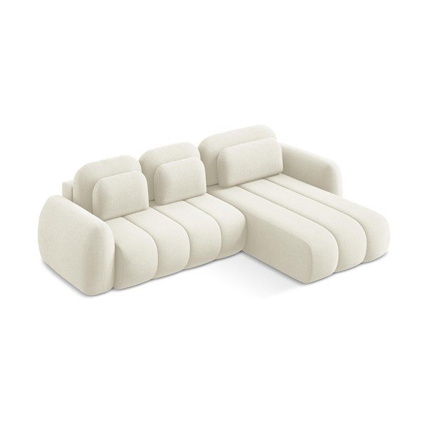 Bež sklopiva/s prostorom za pohranu kutna garnitura od bouclé tkanine (s desnim kutom/s ležaljkom) Pele – Makamii-image-2