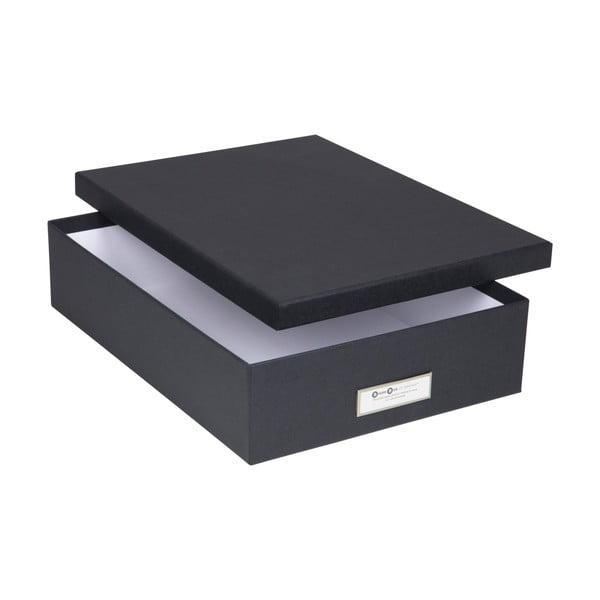 Tamno siva kutija za pohranu s natpisom za dokumente Bigso Box of Sweden Oskar, veličina A4-image-3