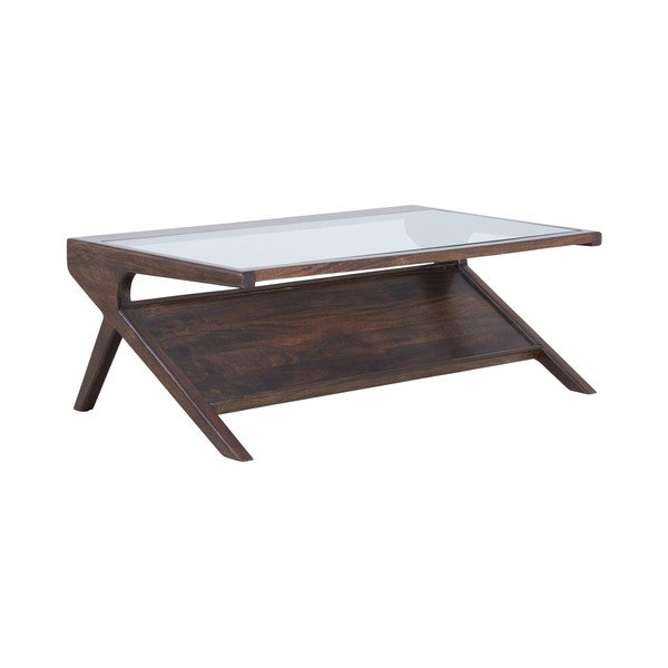 Stolić za kavu sa staklenom pločom stola u tamnoj prirodnoj boji 70x112 cm Yuki – Light & Living