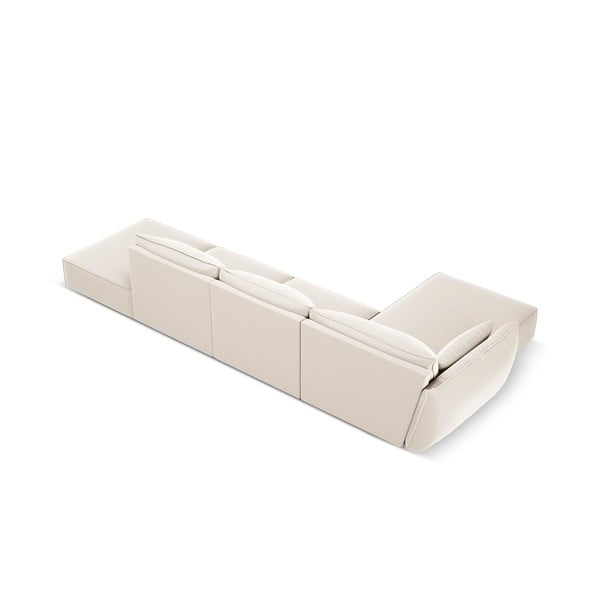 Bež baršunasti kutna garnitura (s lijevim kutom/s ležaljkom) Vanda – Mazzini Sofas-image-3