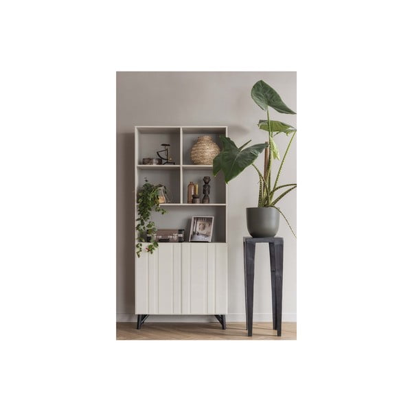 Krem biblioteka od masivnog bora 90x200 cm Miller – WOOOD-image-1