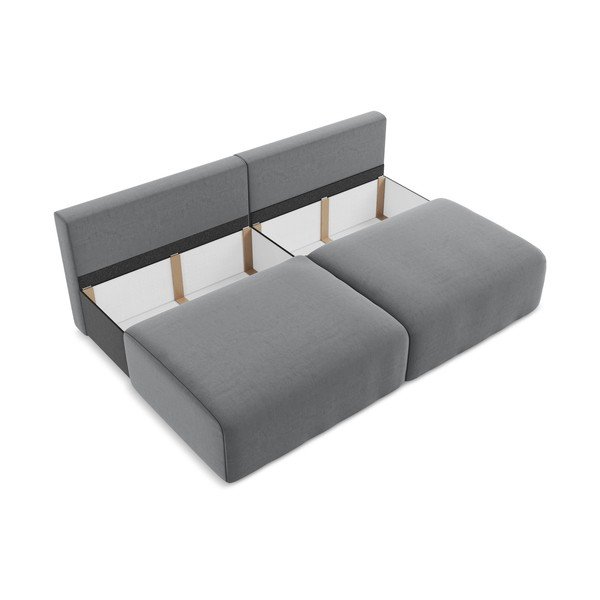 Siva baršunasti sklopiva/s prostorom za odlaganje sofa 216 cm Kalena – Makamii-image-4