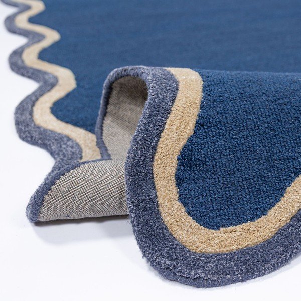 Tamno plavi ručno rađen tepih od mješavine vune 160x230 cm Rivo Wool – Flair Rugs-image-2