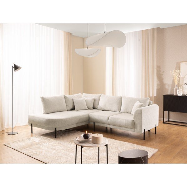 Bež kutna garnitura od šenila (s lijevim kutom/u obliku slova L) Mauris  – Ropez-image-1