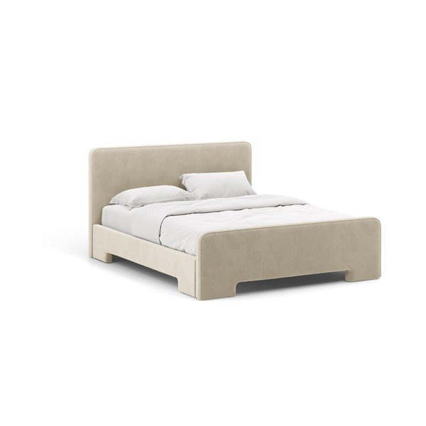 Svijetlo sivi tapecirani bračni krevet s podnicom 140x200 cm Eda – Micadoni 