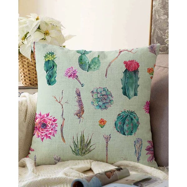 Zelena jastučnica s udjelom pamuka Minimalist Cushion Covers Succulent, 55 x 55 cm