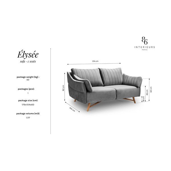 Kauč od žutog baršuna Interieurs 86 Elysée, 174 cm-image-2