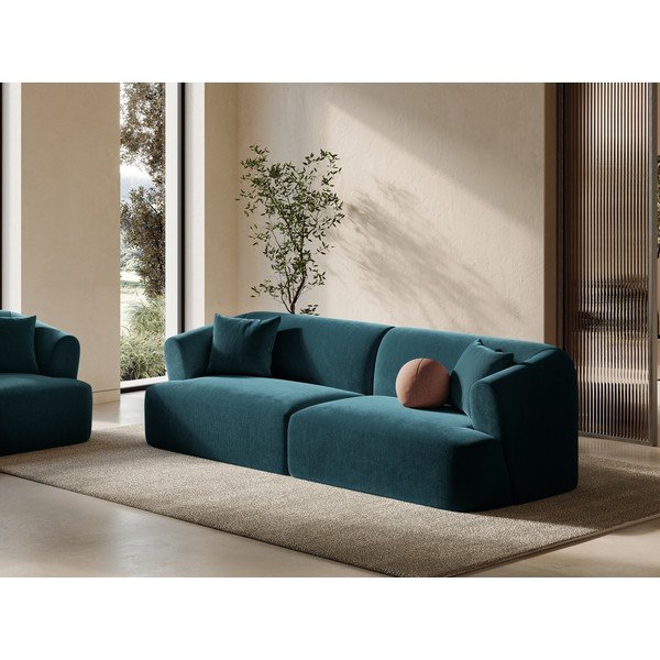 Petrolej zelena baršunasti sofa 255 cm Campi – Cosmopolitan Design-image-1
