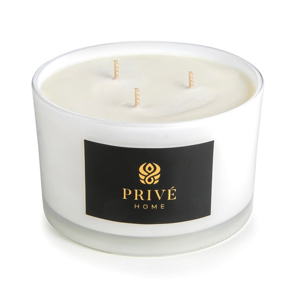 Bijela mirisna svijeća Privé Home Safran - Ambre Noir, vrijeme gorenja 45 h