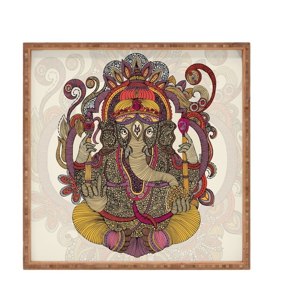 Drveni ukrasni pladanj za posluživanje Ganesha, 40 x 40 cm