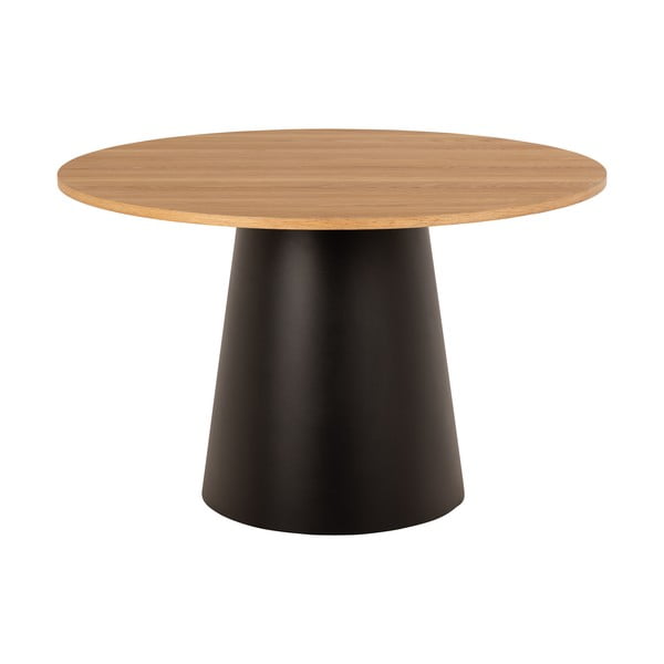 Crni/u prirodnoj boji okrugli blagovaonski stol s pločom stola u dekoru hrasta ø 120 cm Soli – Actona