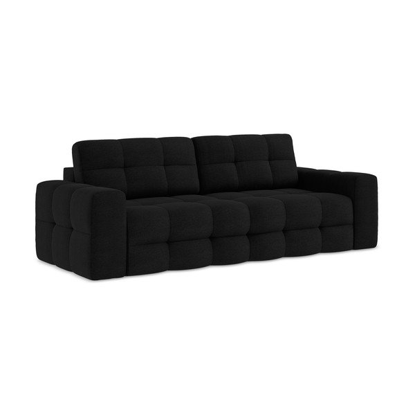 Crna sklopiva sofa od bouclé tkanine 255 cm Milu – Makamii-image-1