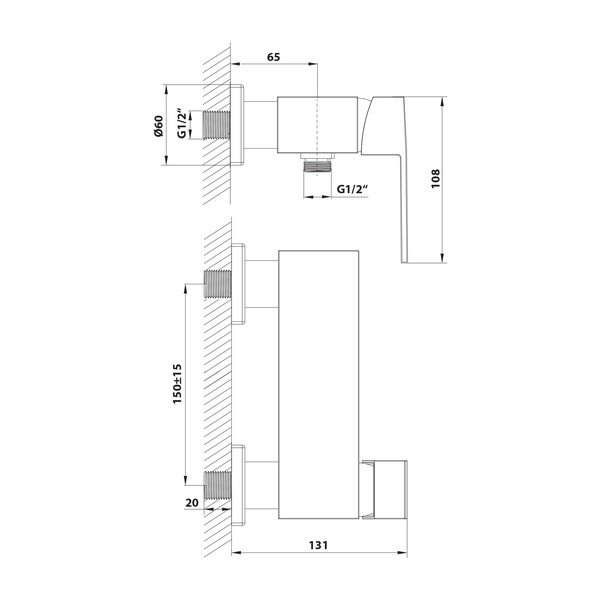 Zidna slavina za tuš u sjajno srebrnoj boji (s 1 izlazom) Latus – Sapho-image-1