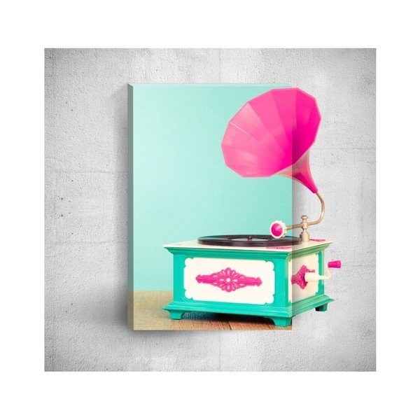 Zidna 3D slika Mosticx Pink Gramofon, 40 x 60 cm