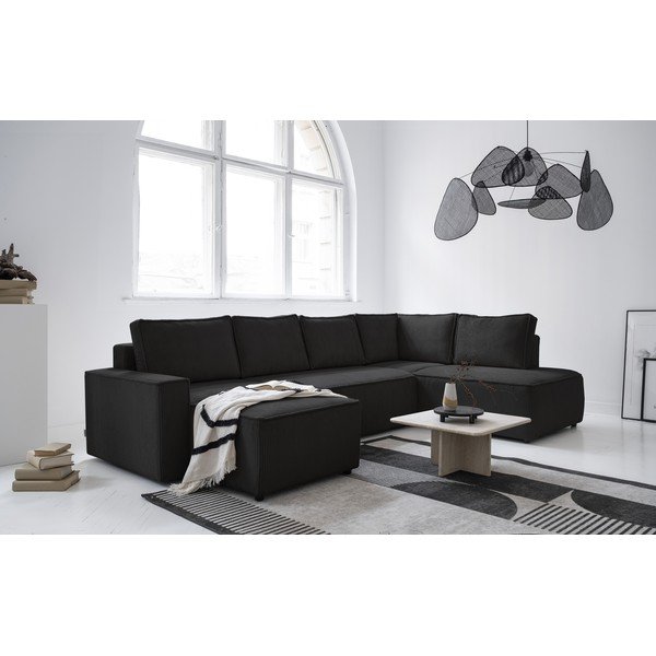 Antracitno siva sklopiva kutna garnitura od samta (s desnim kutom/u obliku slova "U") Brave Dave – Miuform-image-2