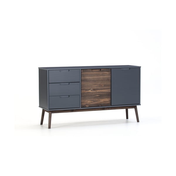 Antracit/tamno smeđa niska komoda od borovine 140x80 cm Nussa - Marckeric-image-3