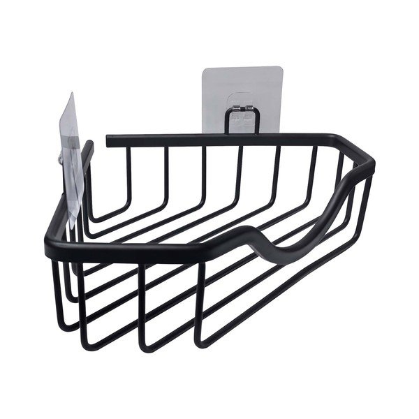 Mat crna kupaonska polica aluminijska s postavljanjem bez bušenja/kutna Filaire Aluminium – douceur d'intérieur-image-1