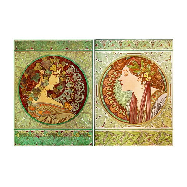 Komplet od 2 slike Ivy i Laurel autora Alfonsa Muche, 40x55 cm