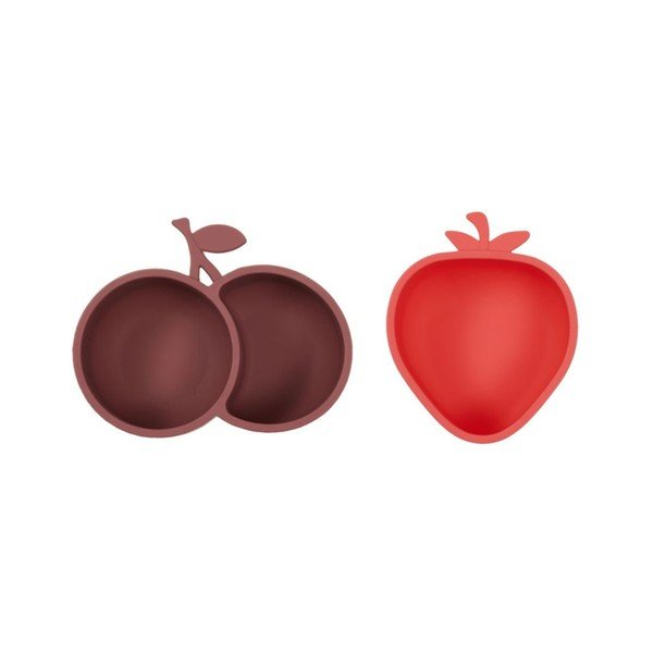 Crvene/smeđe silikonske dječje zdjelice u setu 2 kom Yummy – OYOY Mini