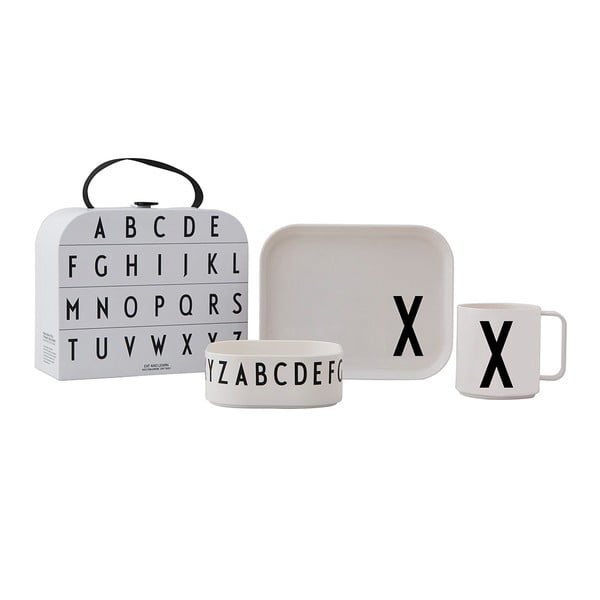 3-dijelni dječji set za jelo s kovčekom Design Letters Classics X
