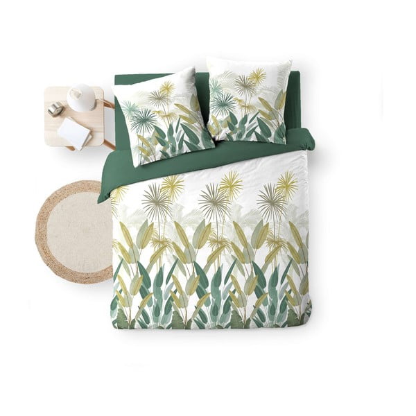 Bijela/zelena pamučna posteljina za bračni krevet/za produženi krevet 240x220 cm Otika – douceur d'intérieur-image-4