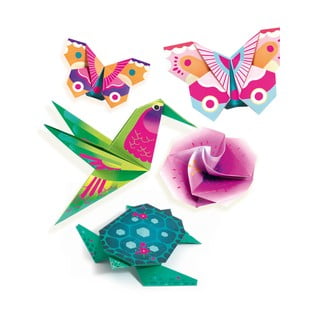 Komplet od 24 origami papira s uputama Djeco Neon Tropics