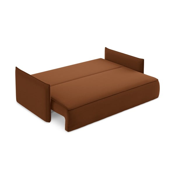 Baršunasti sklopiva/s prostorom za odlaganje sofa boja terakote 225 cm Hula – Makamii-image-4