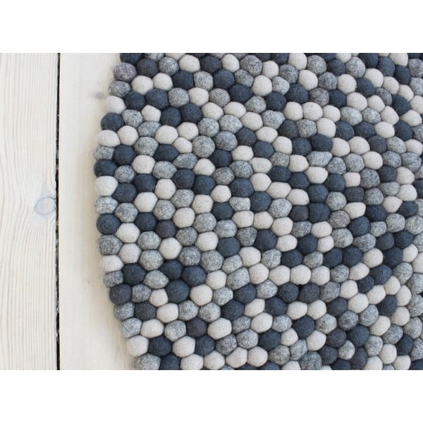 Tamnosivi tepih od vunenih pompona Wooldot Ball Rugs, ⌀ 120 cm