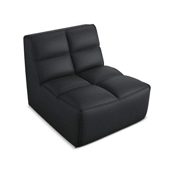 Crna modularna sjedeća garnitura od imitacije kože Kalai – Makamii-image-1