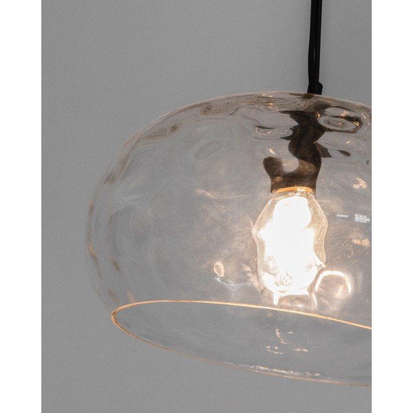 Crna viseća svjetiljka sa staklenim sjenilom ø 40 cm Balma – Kave Home-image-1