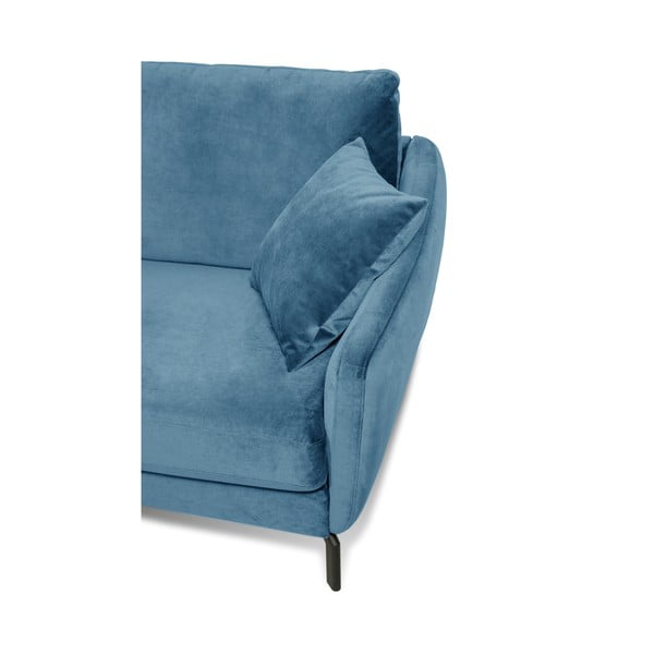 Plava kutna garnitura s baršunastom površinom Scandic Magic, lijevi kut-image-4