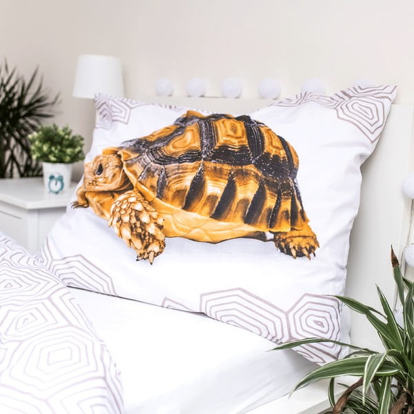 Bijela/smeđa pamučna dječja posteljina za krevet za jednu osobu 140x200 cm Tortoise – Jerry Fabrics-image-4