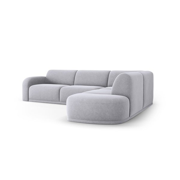 Svijetlo siva baršunasti kutna garnitura Erin – Micadoni Home-image-4