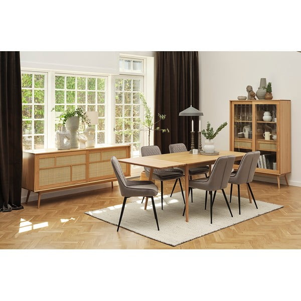 Niska komoda u dekoru hrasta s kliznim vratima u prirodnoj boji 180x80 cm Barrali – Unique Furniture-image-3