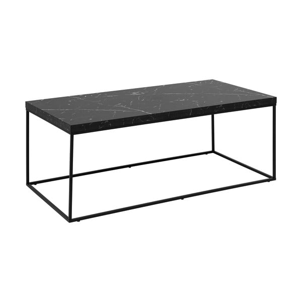 Crni stolić za kavu s pločom stola u mramornom dekoru 55x110 cm Barossa – Actona-image-4