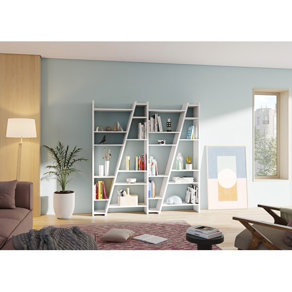 Mat bijela polica za knjige TemaHome Delta-image-1