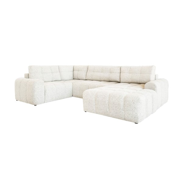 Krem sklopiva/s prostorom za odlaganje kutna garnitura (s lijevim kutom) Lulu – Miuform