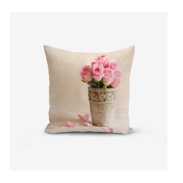 Jastučnica s udjelom pamuka Minimalističke navlake za jastuke Pink Rose, 45 x 45 cm
