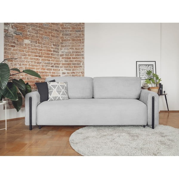 Svijetlo siva sklopiva/s prostorom za odlaganje sofa od samta 244 cm Arcadova – ELTAP-image-1