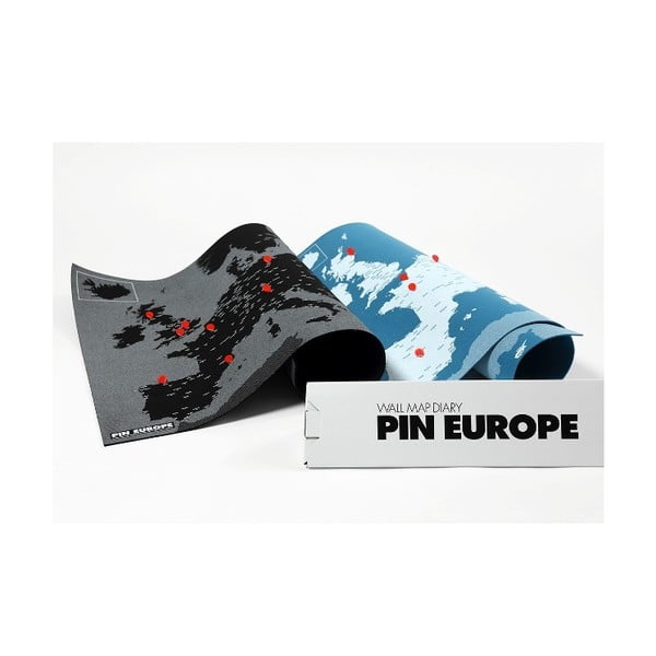 Crna zidna karta Europe Palomar Pin World, 100 x 80 cm-image-2