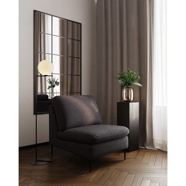 Crna fotelja od bouclé tkanine Moilo – MESONICA-image-1