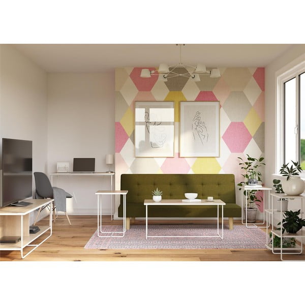 Bijeli/u prirodnoj boji pomoćni stolovi u setu 3 kom s pločom stola u dekoru jasena 50x100 cm Dante – Støraa-image-3