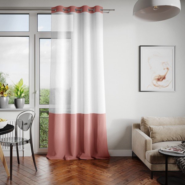 Bijelo-smeđa zavjesa AmeliaHome Irvelette Eyelets, 140 x 250 cm-image-1