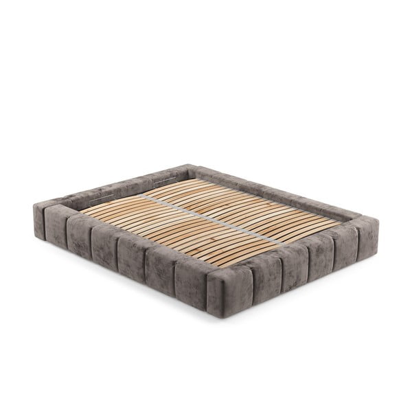 Smeđi tapecirani bračni krevet s prostorom za pohranu s podnicom 160x200 cm Aruba L – Maison de Rêve-image-3