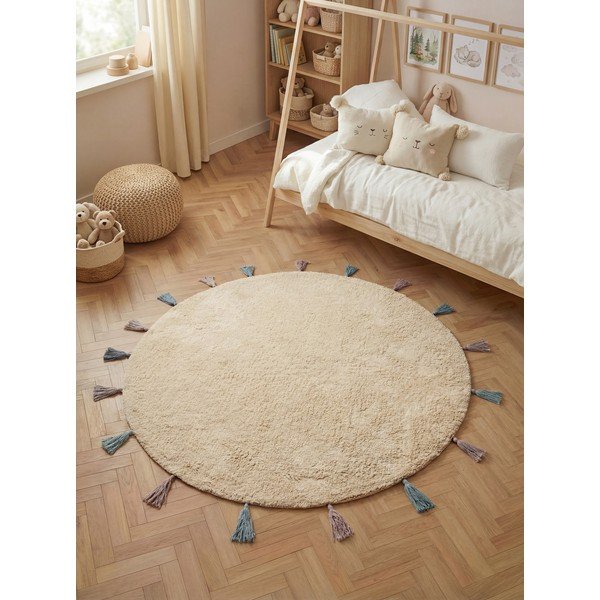 Krem periv/ručno rađen pamučan dječji tepih ø160 cm Snuggle Sunna – Hanse Home-image-1